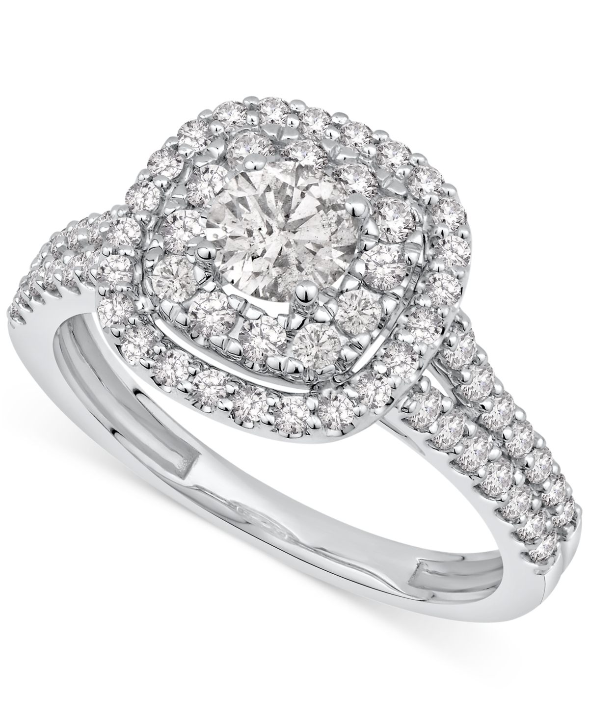 Gia Certified Diamond Double Halo Engagement Ring (1-1/4 ct. t.w.) in 14k White Gold - White Gold