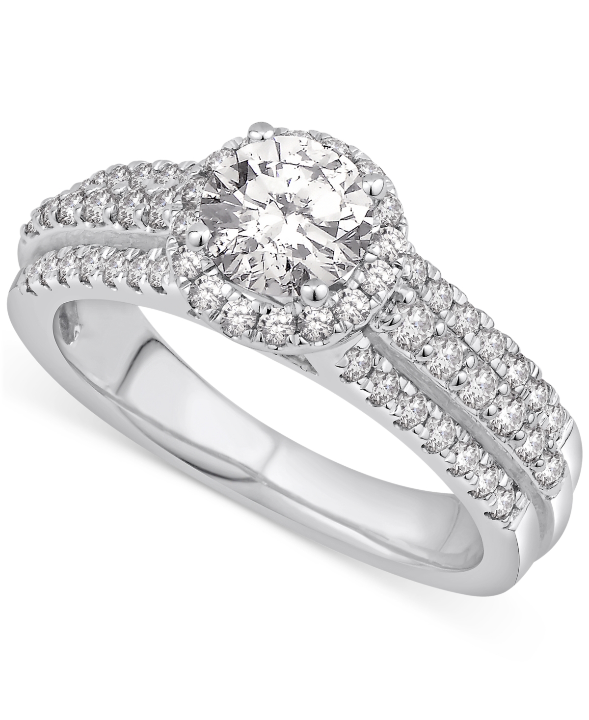 Gia Certified Diamond Halo Engagement Ring (1-1/3 ct. t.w.) in 14k White Gold - White Gold