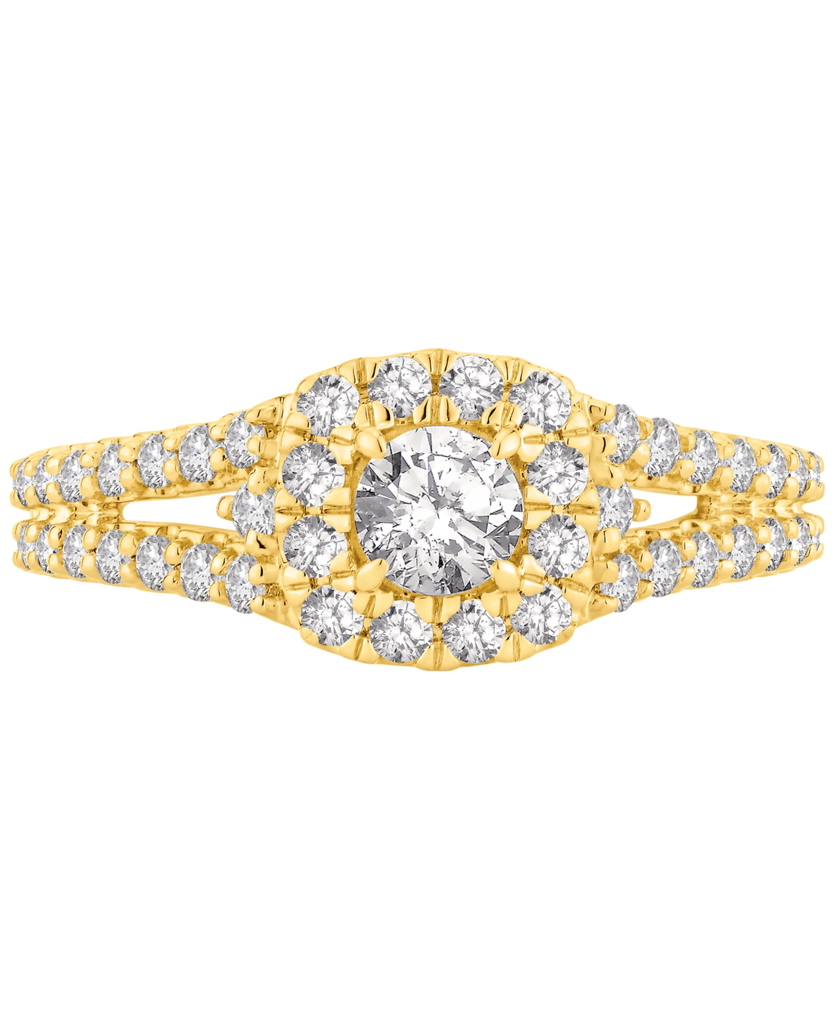 Macy's Diamond Halo Engagement Ring (1 Ct. T.w.) In 14k Yellow Gold In Yellow Gold