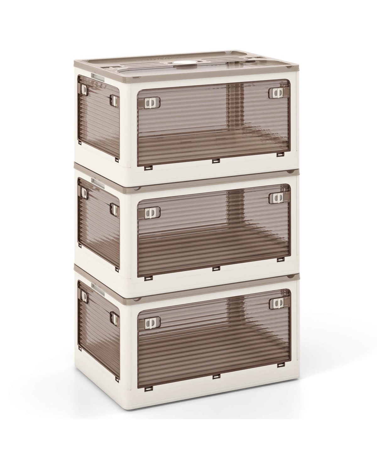 Costway Pack Stackable Storage Bins with Lids 34.5 Gallon Collapsible Plastic Container Box