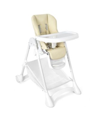 Baby Convertible Folding Adjustable High Chair with Wheel Tray Storage Basket