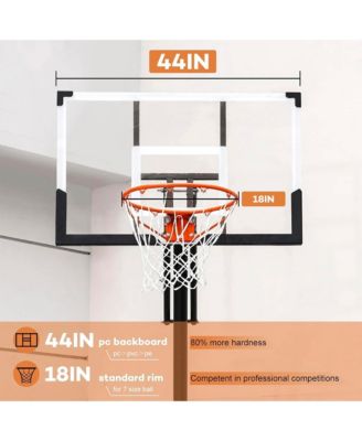 44 Inch Shatterproof Backboard Portable Basketball Hoop, 8-10FT Height Adjustable