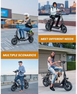 Gyroor 450W Electric Scooter with Seat for Adult, 12 inch Commuter Electric Scooter with Basket - up to 21 Miles 15.5MPH