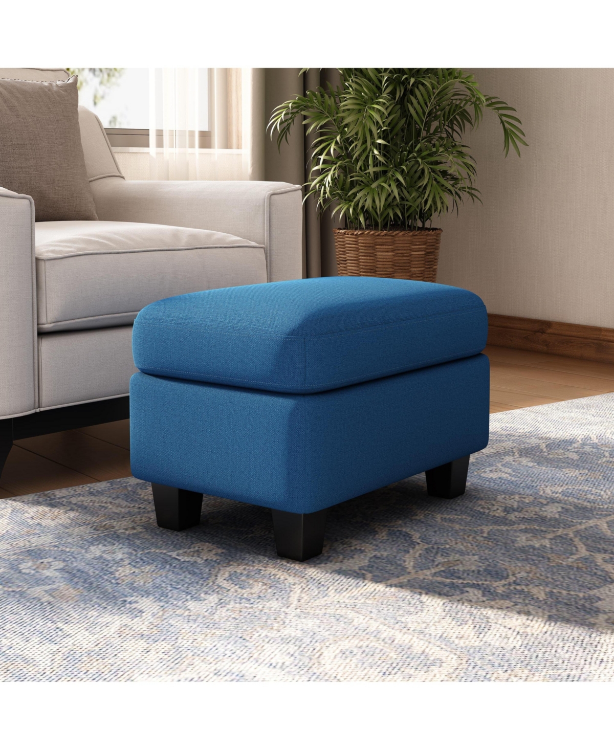 The Pop Home Contemporary Upholstered Ottoman, Footrest & Accent Furniture for Living Room, Bedroom & Office-The Pop Home