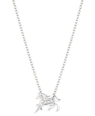 Macy's - Cubic Zirconia Galloping Horse 18" Pendant Necklace in Sterling Silver