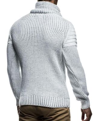 Men's Knitted Winter Pullover with Shawl Collar Sweater Hoodie Sweatshirt Slim Fit Long Sleeve