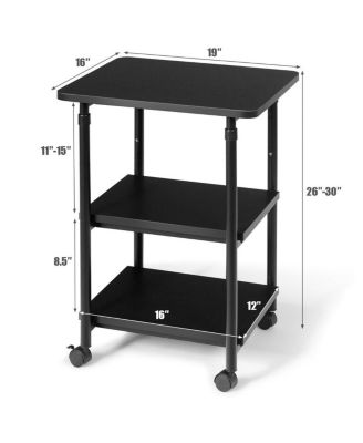 3-tier Adjustable Printer Stand with 360&amp;#xB0; Swivel Casters