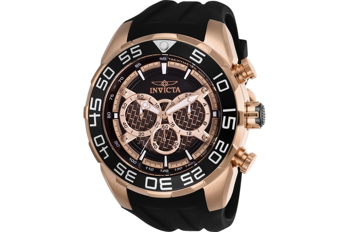Invicta Men's 26304 Speedway Quartz Multifunction Rose Gold Dial Watch - Black