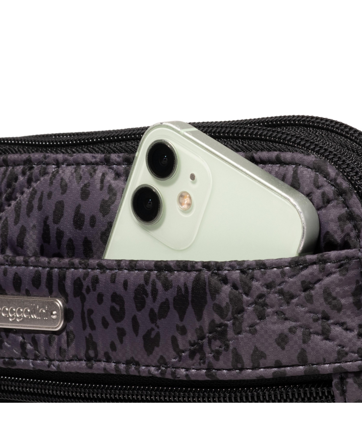 Baggallini Baggalini Quilted Double Zip Anytime Crossbody Bag In Charcoal Snakeskin Quilt