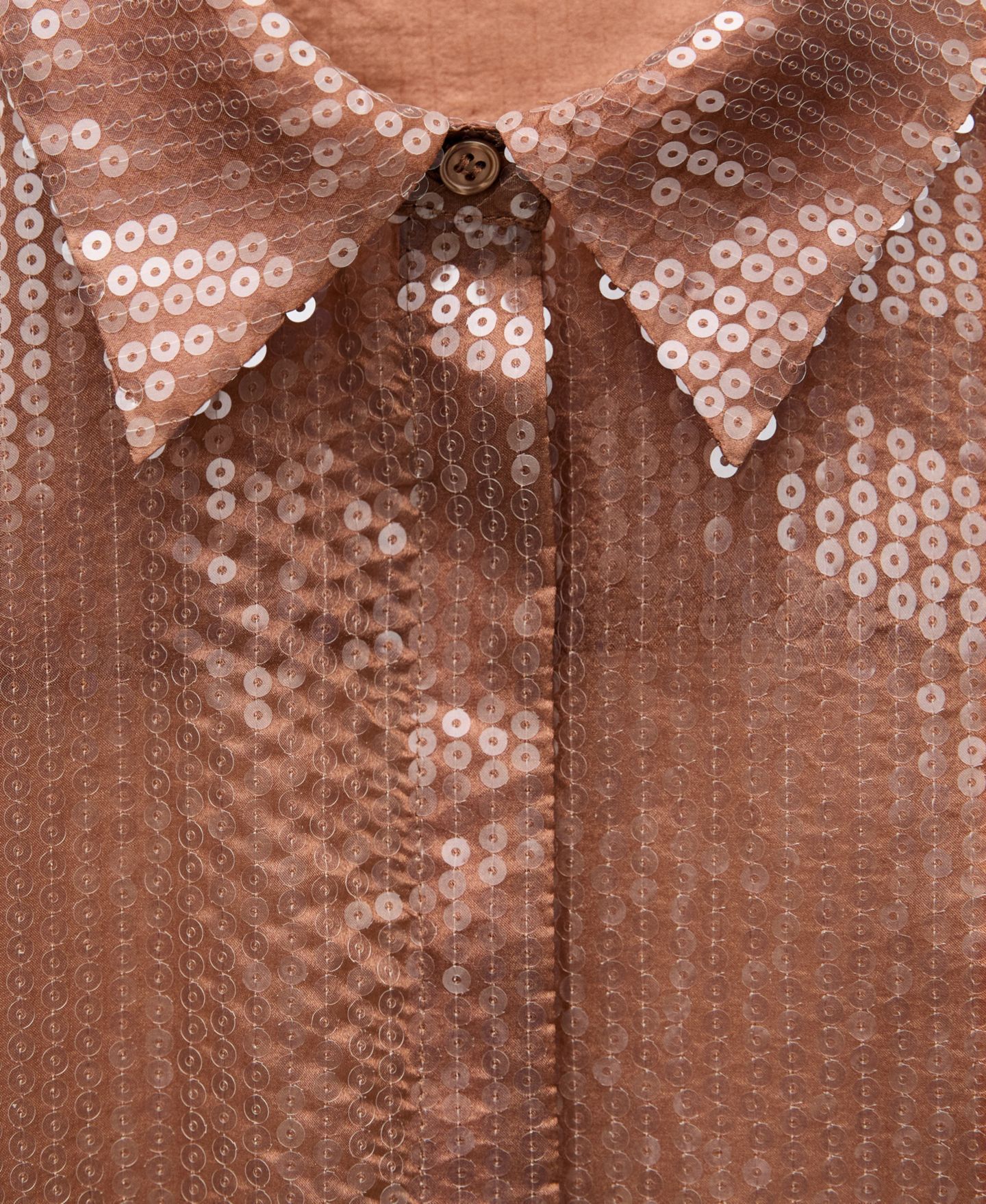 Женская рубашка Mango Semi-Transparent Sequined, цвет: Коричневый — фото 5