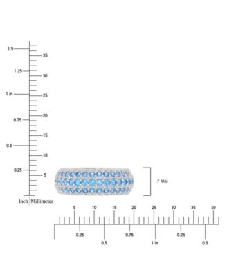 Blue & White Cubic Zirconia Multirow Wide Width Band in Sterling Silver