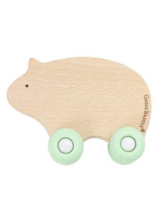 GooseWaddle Mint Bear Silicone Wood Teether With Wheels - Mint 17$