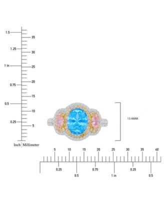 Multicolor Cubic Zirconia Ring in Sterling Silver & 14k Gold