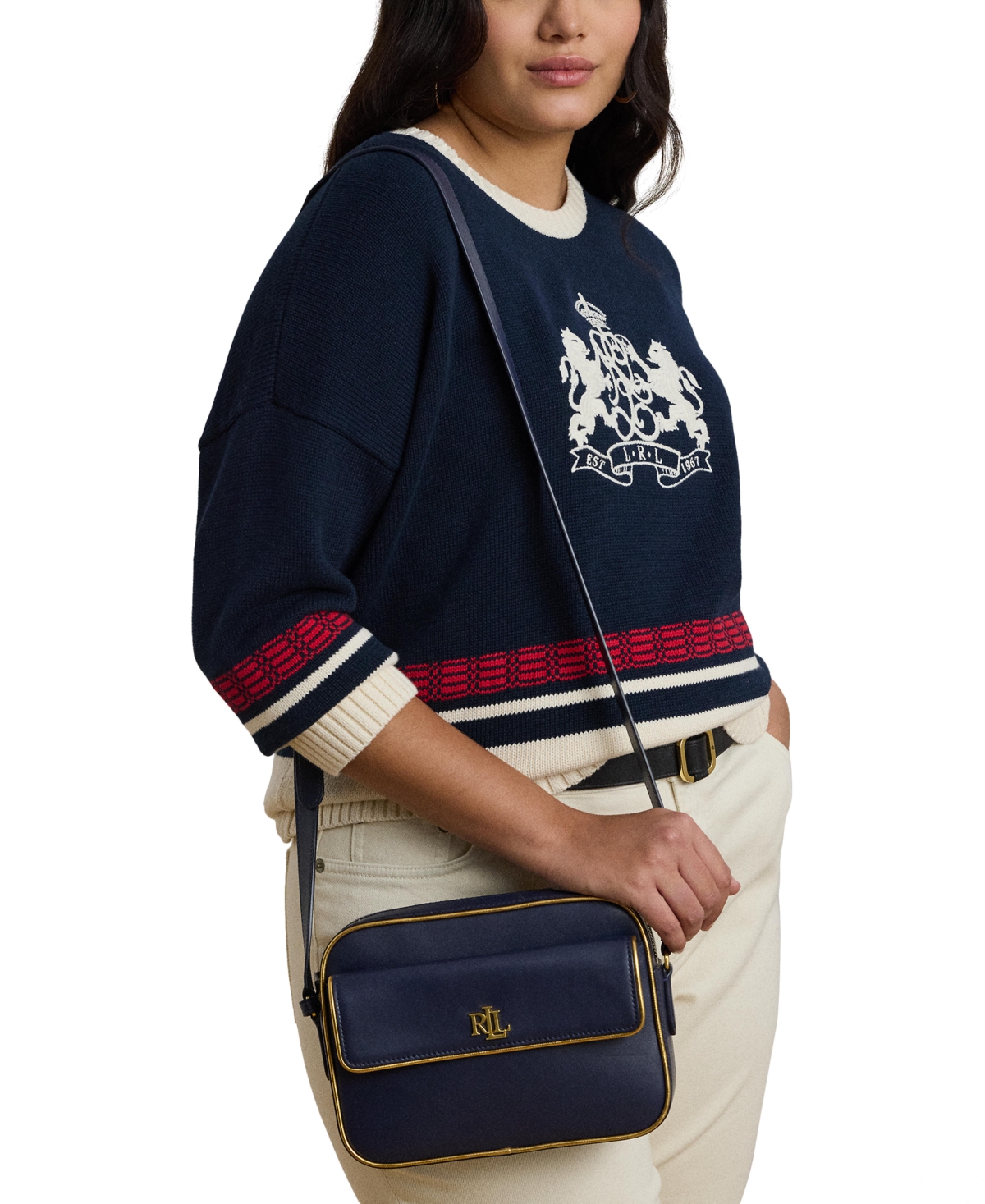 Lauren Ralph Lauren Two-Tone Leather Marcy Camera Bag -gld