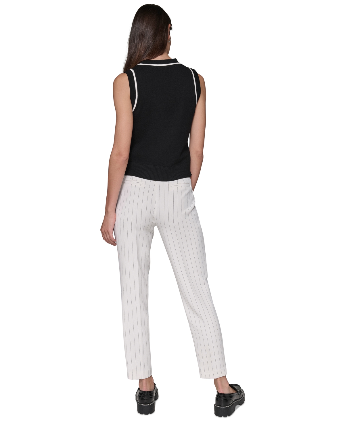 Karl Lagerfeld Women's Ribbed Sleeveless Sweater In Black