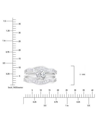 3-Pc. Set Cubic Zirconia Solitaire & Wavy Baguette Bands Bridal Set