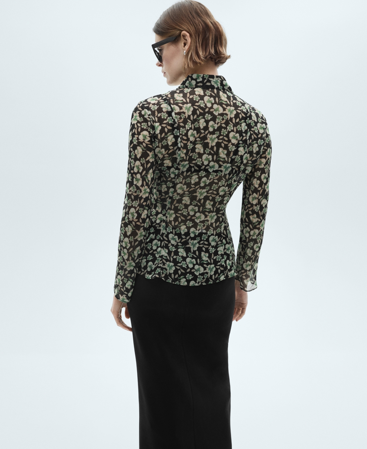 Mango Women's Floral Chiffon Shirt