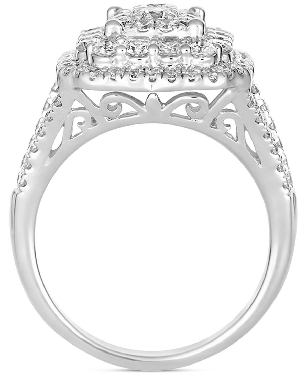 Macy's Diamond Cluster Engagement Ring (1-3/4 Ct. T.w) In 14k White Gold In White Gold