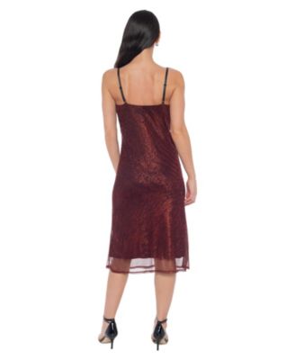 Women's Pleat Cowl Midi Dress