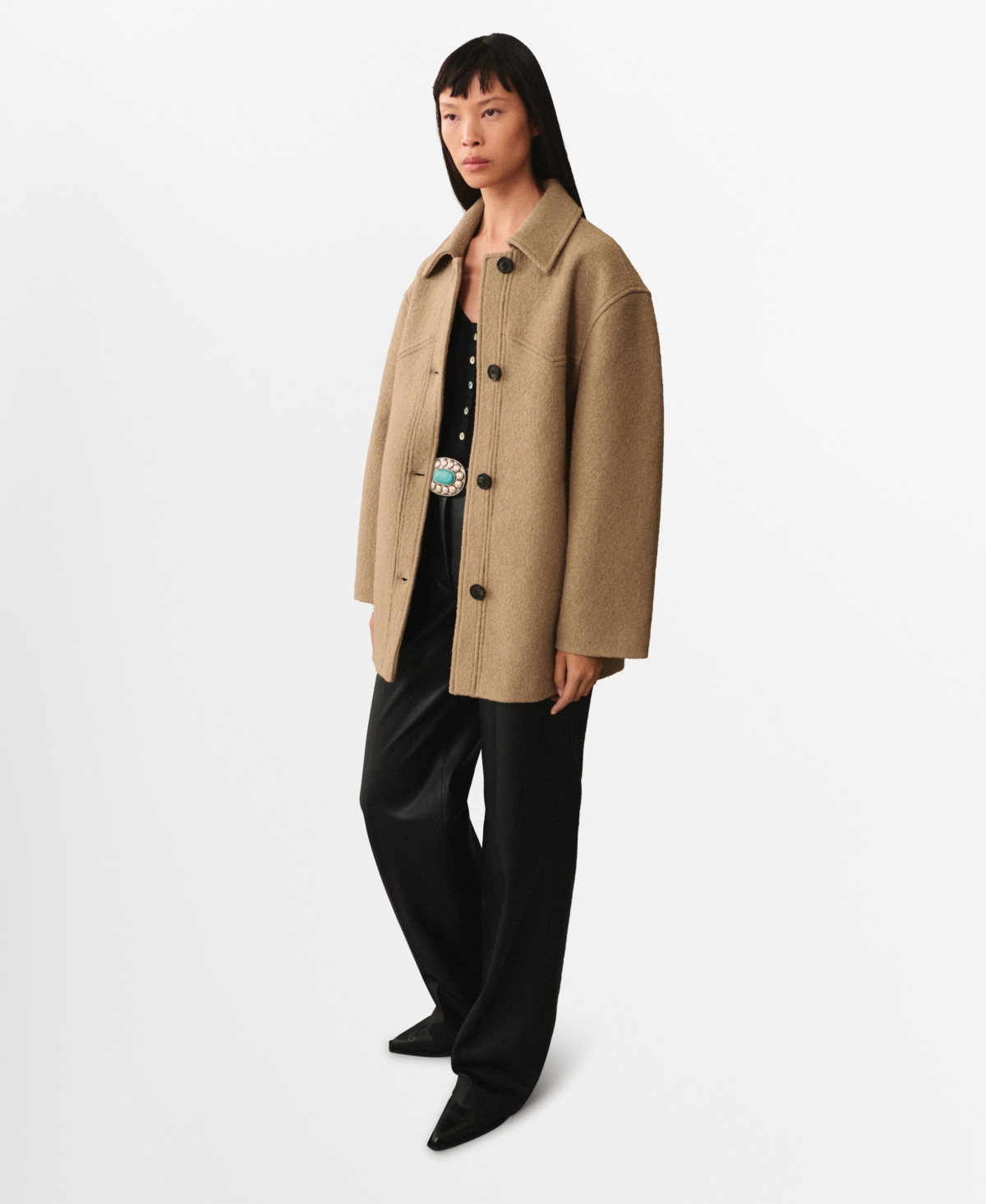 Mango Women's Oversize Wool Coat In Medium Brown