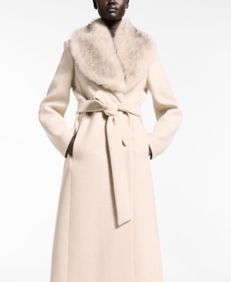 MANGO Women's Detachable Collar Manteco Wool Coat - Macy's