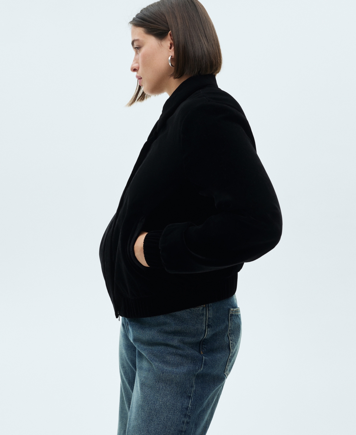 MANGO WOMEN'S VELVET BOMBER JACKET 
