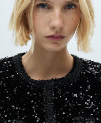 Women's Pockets Detail Sequin Jacket