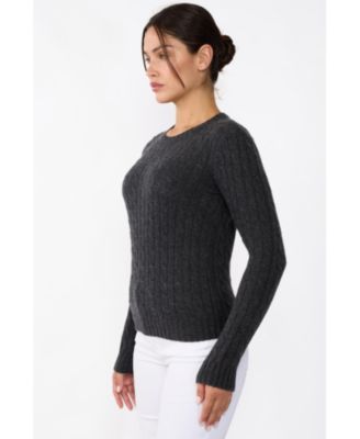 Women's 100% Cashmere Crewneck Sweater | Chuncky Cashmere Cable-knit Sweaters