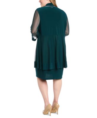 Plus Size Rhinestone-Trim Jacket & Sheath Dress