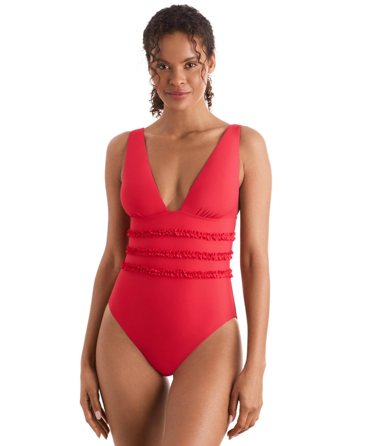 Shop Mimi Flamingo Women's Sonny Ruffled One-piece Swimsuit In Punch