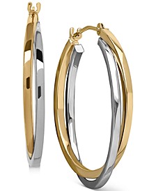 Intertwined Hoop Earrings in 14k Gold, Two Tone, or White Gold, 1 inch
