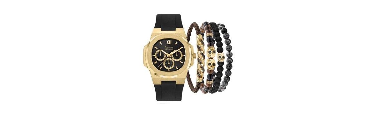 Men's Quartz Black Silicone Strap Watch, 47mm - Black