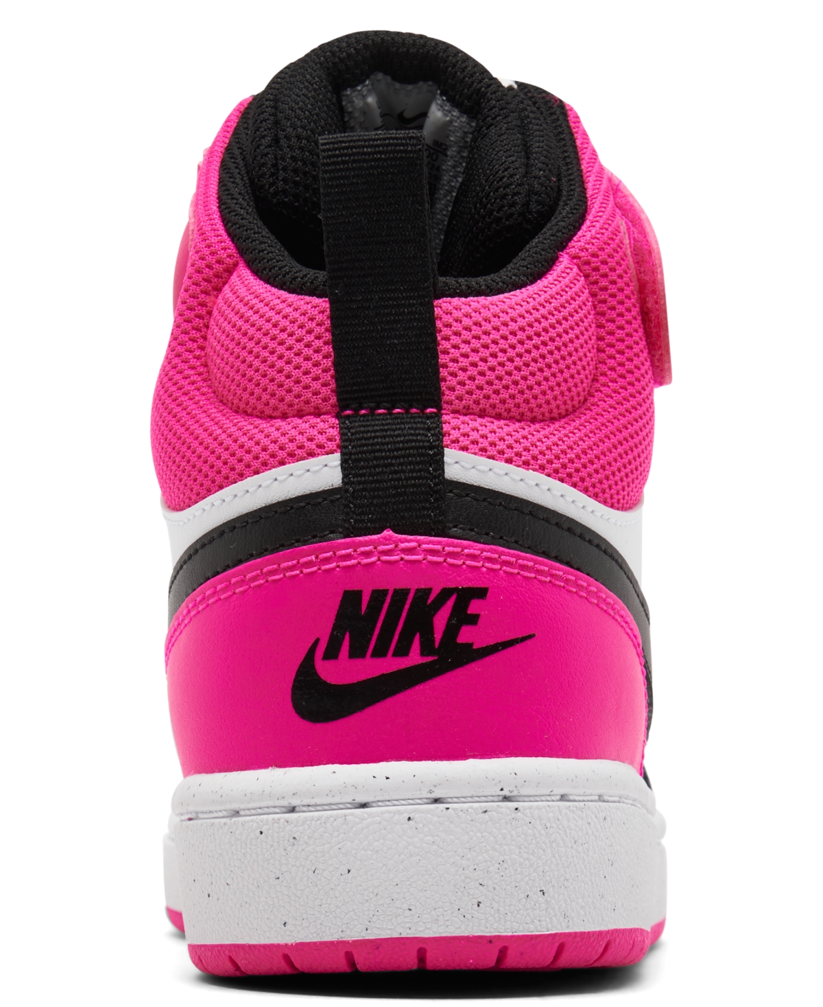 Nike Little Girls Court Borough Mid 2 Stay-put Closure Casual Sneakers From Finish Line In White,fierce Pink,black