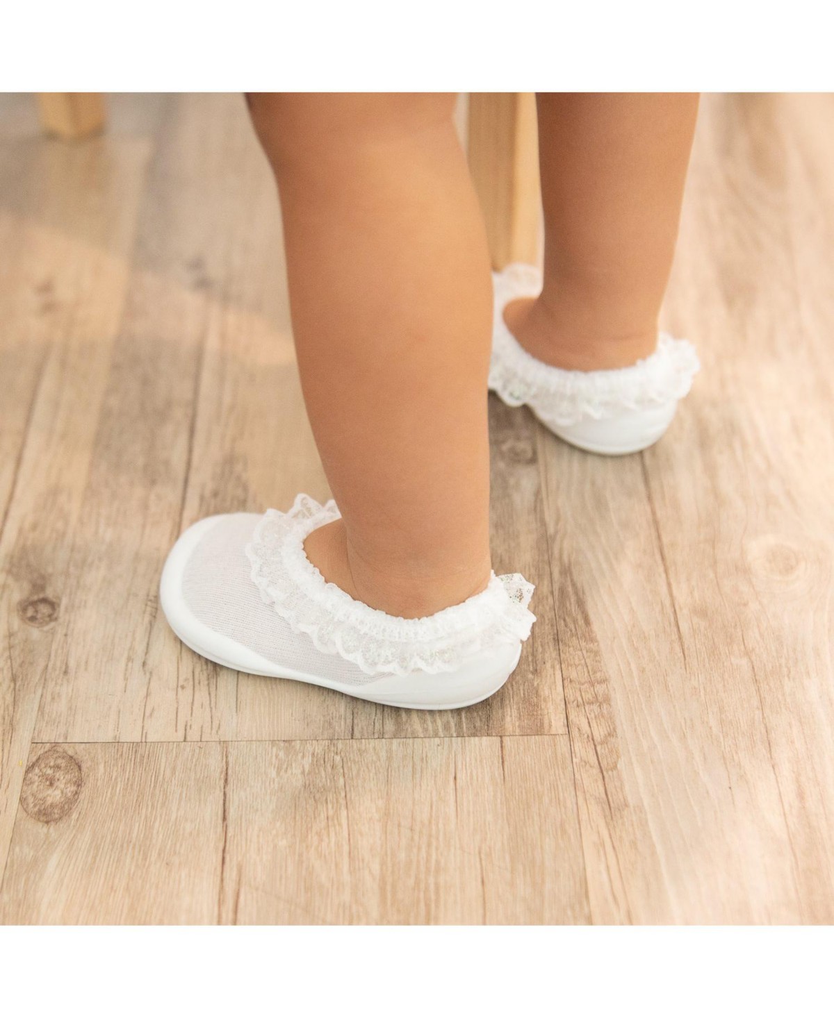 Детские Komuello Toddler First Walk Sock Shoes Flat - Snow Lace — фото 7