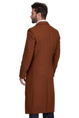 Men's Knee Length Wool Blend Three Button Long Jacket Overcoat Top Coat