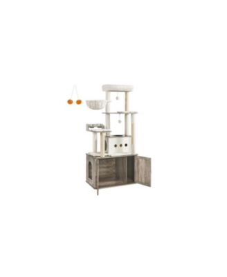 66.9-Inch Cat Tree Cat Tower with Litter Box Enclosure for Play and Privacy
