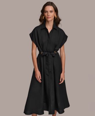 Donna Karan New York - Women's Grommet-Trim Belted Dress