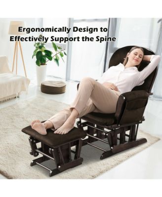 Glider and Ottoman Cushion Set Wood Baby Nursery Rocking Chair