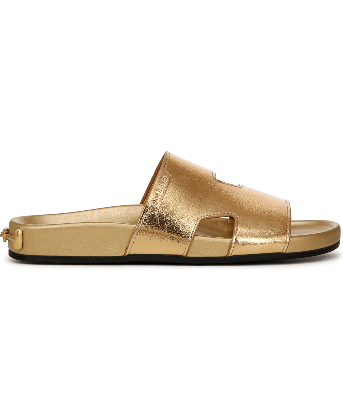 Shop Franco Sarto Women's Britt Open Toe Slide Sandals In Gold Faux Leather