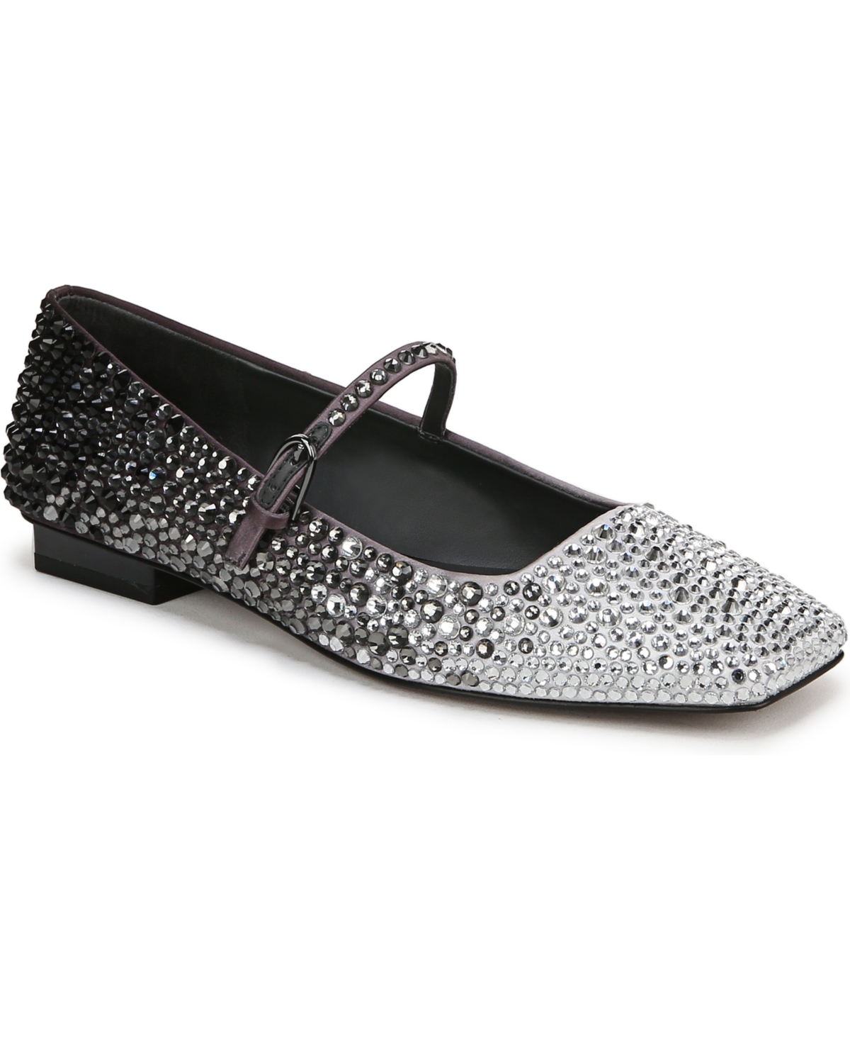 Franco Sarto Women's Tinsley Rhinestone Square Toe Mary Jane Flats In Silver Gemstone,fabric