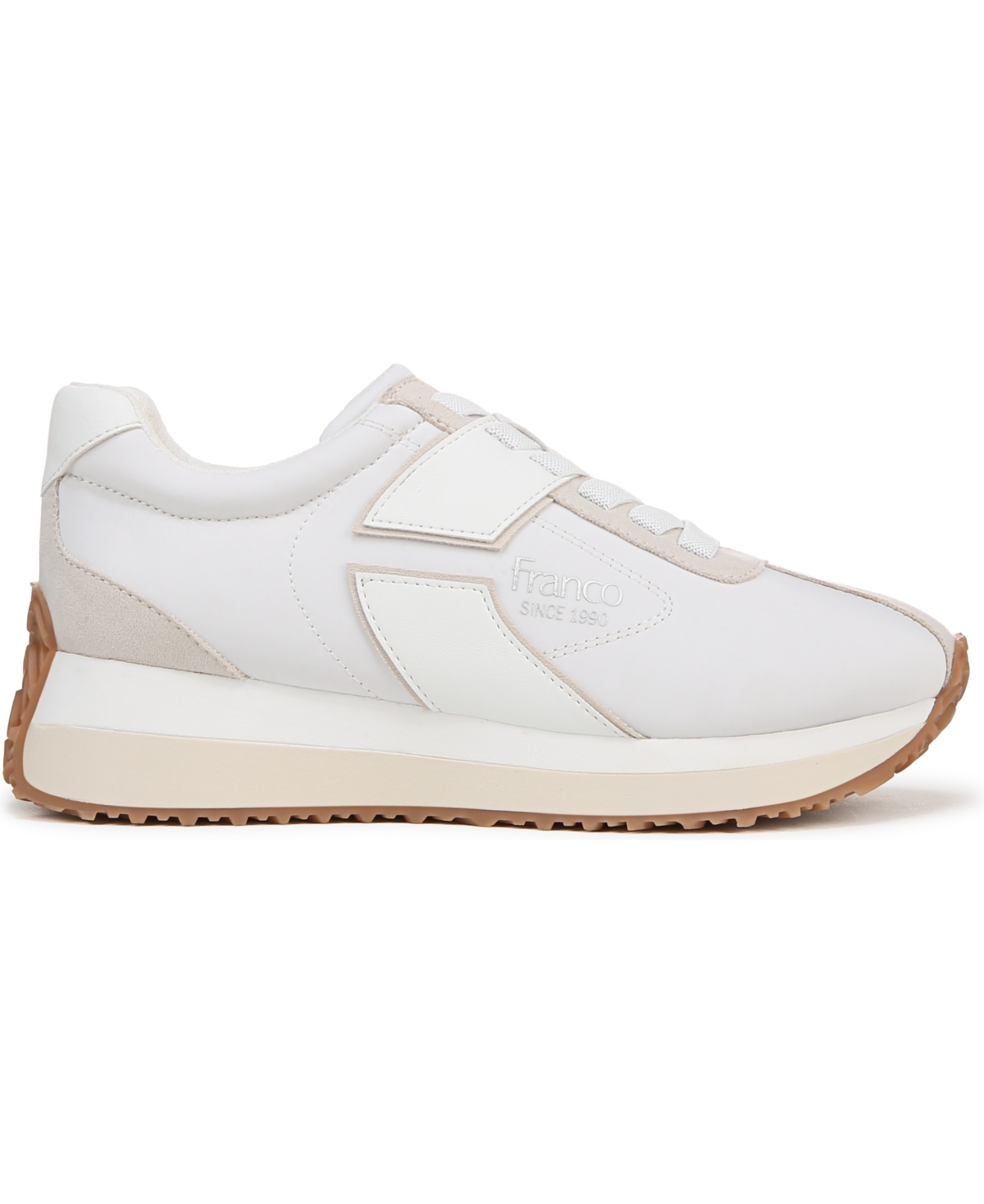 Franco Sarto Women's Erica Lace Up Platform Sneakers In White Faux Leather,fabric