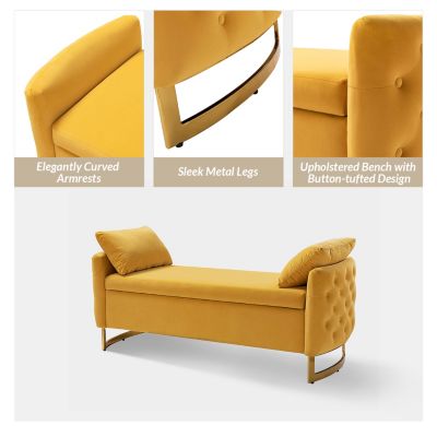 Christoph Upholstered Flip Top Storage Bench with Metal Legs