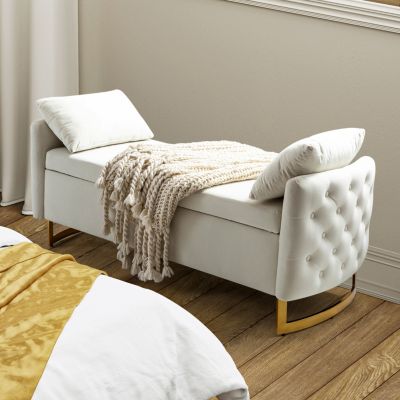 Christoph Upholstered Flip Top Storage Bench with Metal Legs