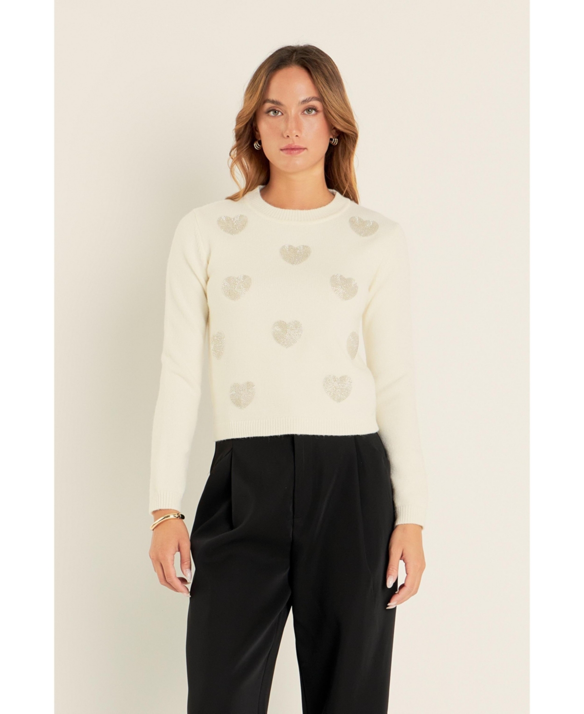 English Factory Women's Silver Heart Knit