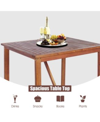 3 Pieces Acacia Wood Patio Bar Set with Sunflower Patterned Backrest