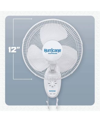 Supreme 12 Inch Oscillating 3 Speed Portable Wall Mount Fan, White