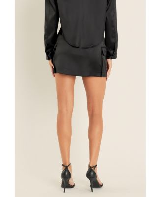 Women's Satin Cargo Mini Skirt