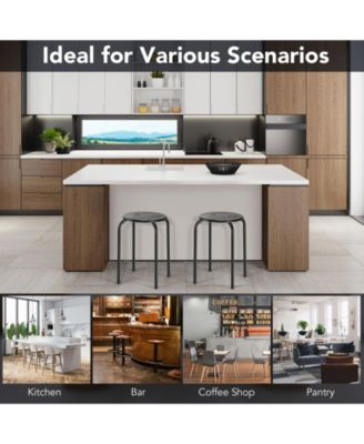 Set of 6 Stackable Multifunctional Daisy Design Backless Round Metal Stool Set