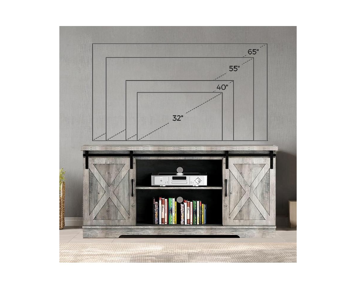 gaomon Farmhouse Tv Stand for 65 Inch Tv Entertainment Center Tv Media Console Cabinet, Tv Stand with Storage, Barn Doors and Shelves, Tall Modern Tv