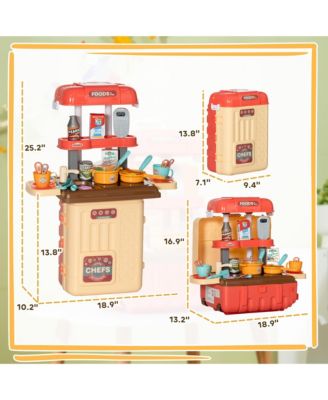 3 in 1 Play Kitchen Set, Foldable Pretend Play Toys for 3-6 Years Old